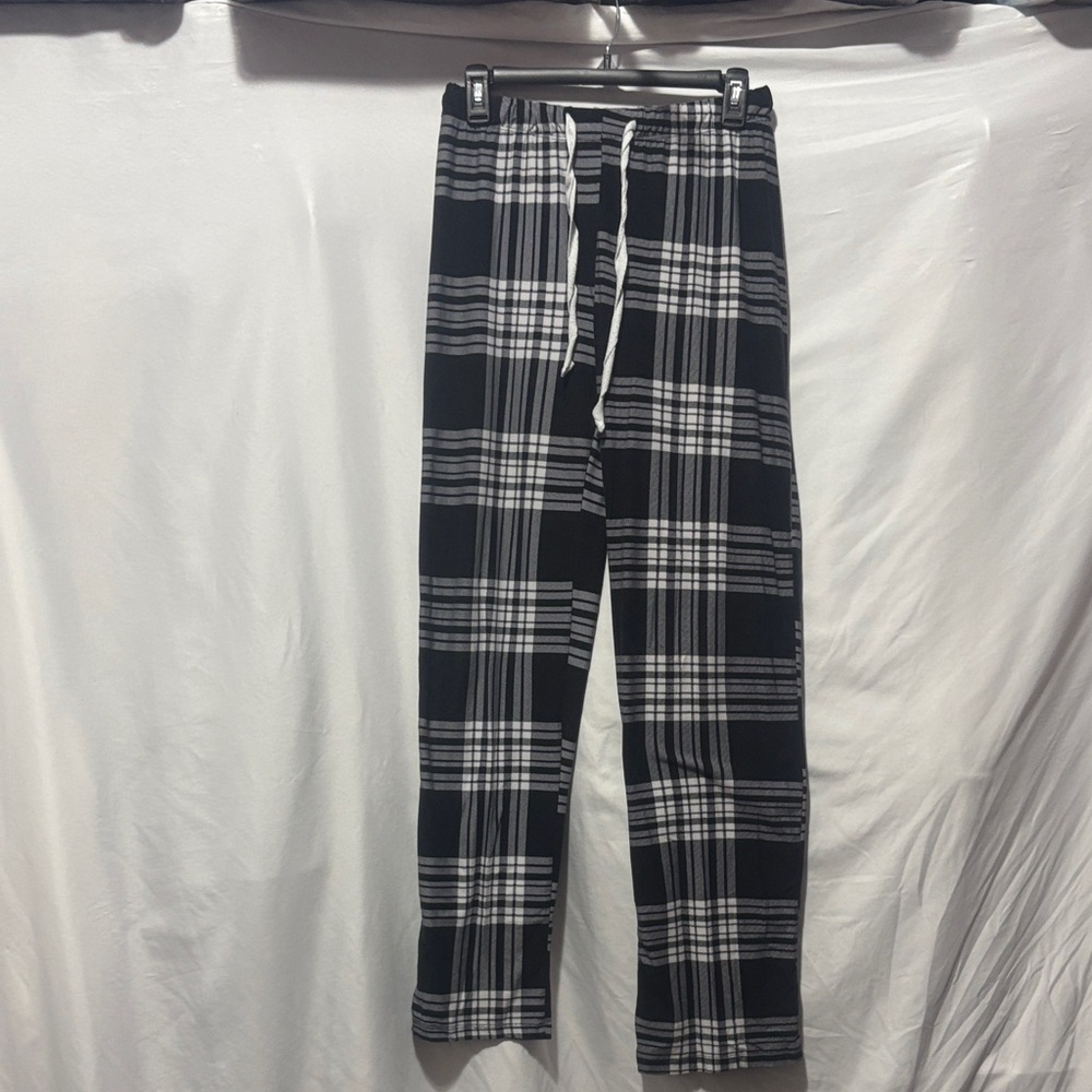 Plaid Black and White Women's Straight Leg Pants